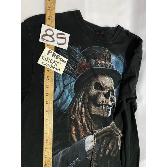 Skeleton Witch Doctor Dual Sided Graphics Long Sleeves T-Shirt Large Voodoo - Picture 4 of 13